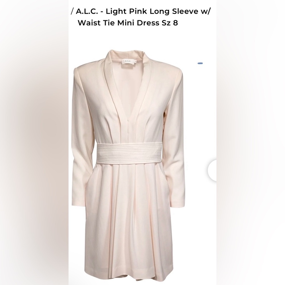 A.L.C. Dress blush/ivory color size 8 long sleeve deep plunge